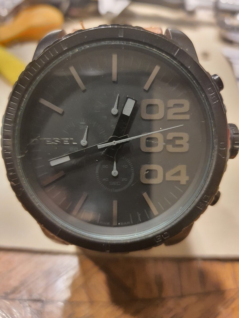 Diesel DZ-4216 XL Franchise Black Leather Chronograph Men's Watch